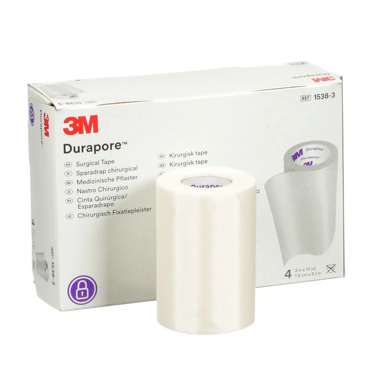 3M Durapore cinta quirúrgica 1538-3 de 7.5 cm x 9.1 m