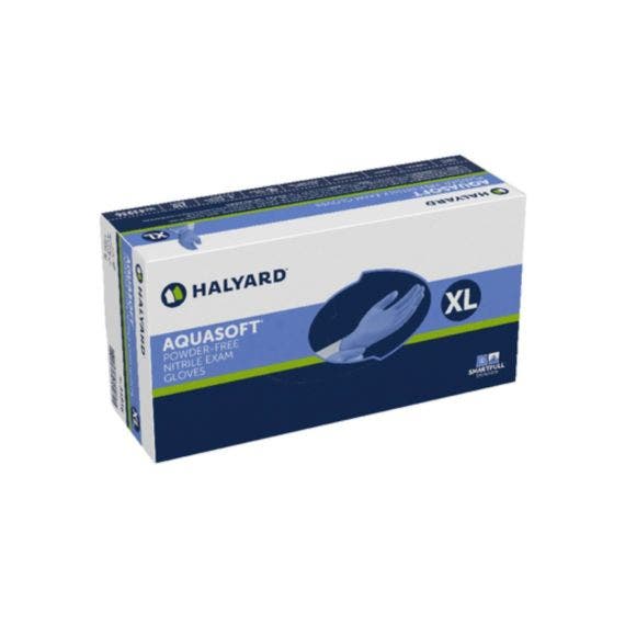 Caja Halyard Aquasoft de guantes de nitrilo azul talla XL, referencia 43936