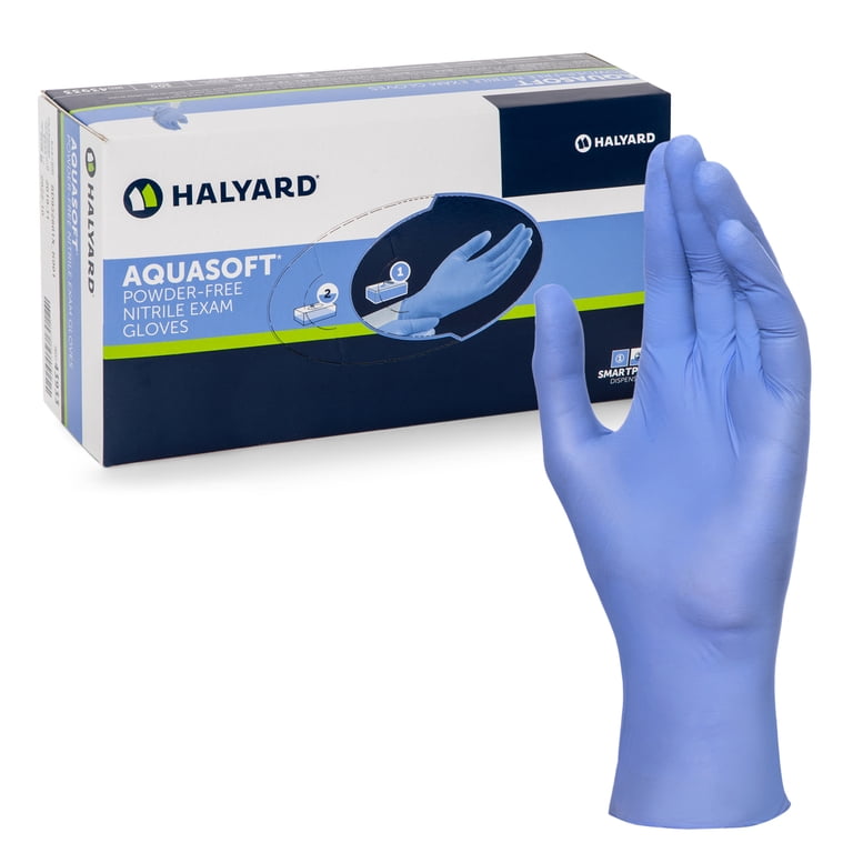Caja Halyard Aquasoft de guantes de nitrilo azul talla grande, referencia 43935