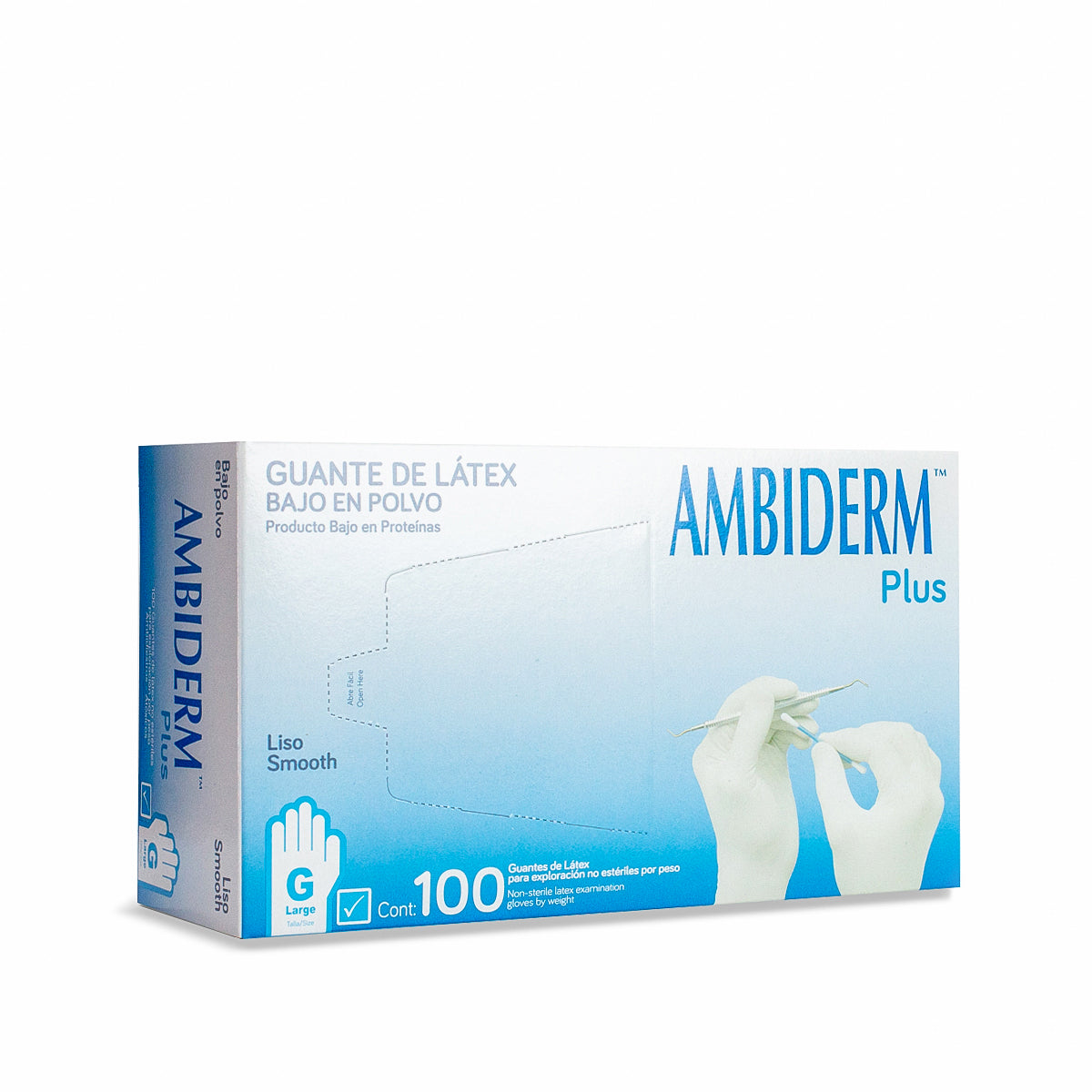 Caja Ambiderm Plus de guantes de látex talla grande