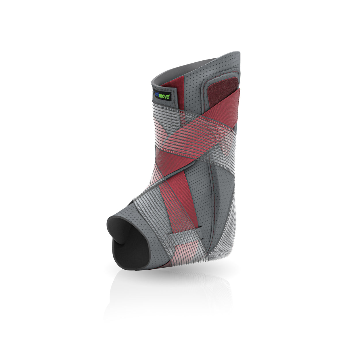 Ortesis Actimove TaloStep con conchas, gel 3D y cinchas en ocho sobre fondo blanco