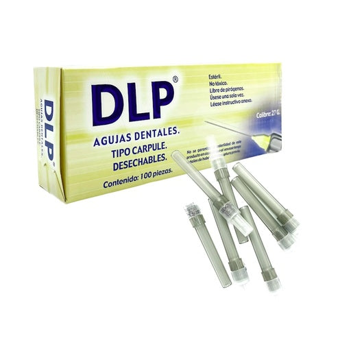 Aguja dental DLP DENTILAB calibre 27 G larga caja con 100 piezas