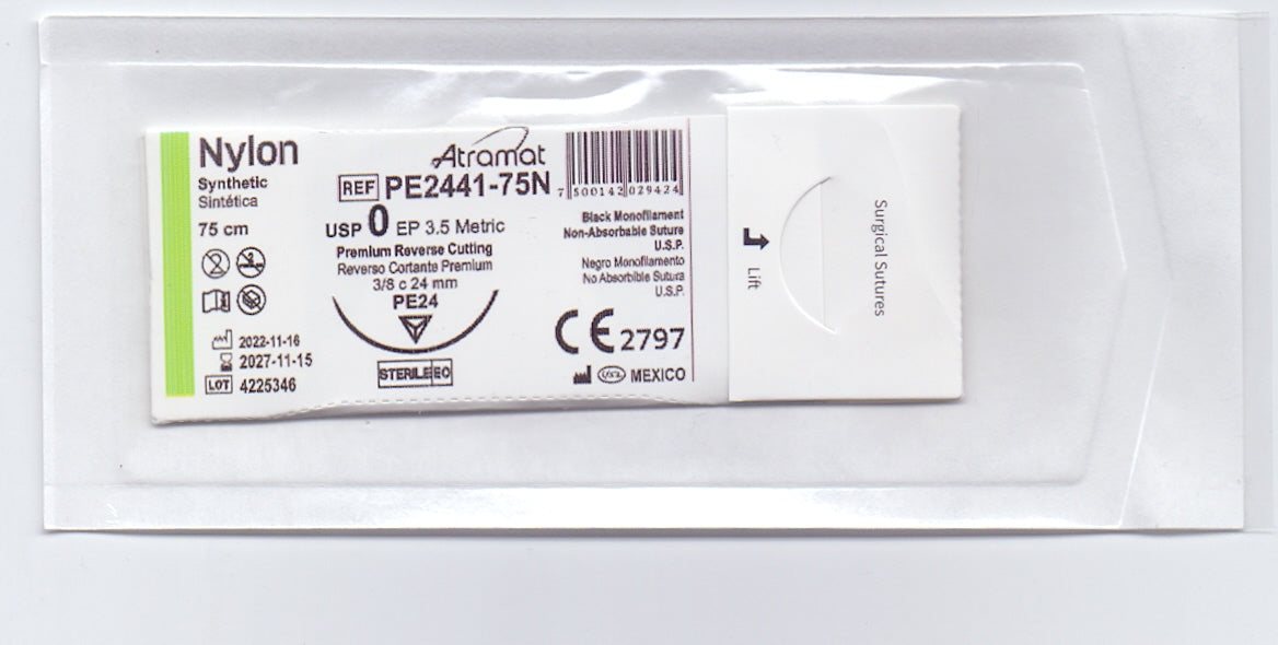 Imagen ilustrativa de la familia ATRAMAT Nylon negro, sutura monofilamento no absorbible