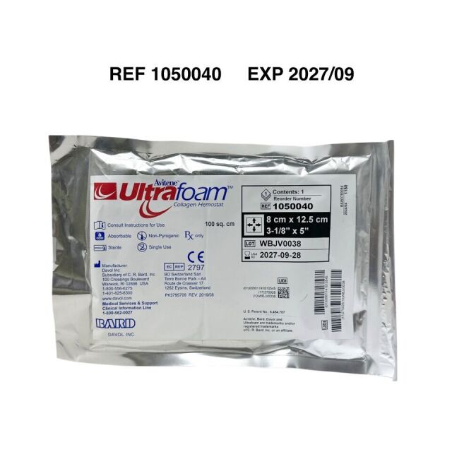BD Avitene UltraFoam 1050040, esponja de colágeno 8 x 12.5 x 1 cm, 100 cm²
