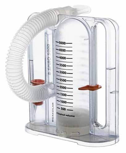 Bicakcilar B-Spiro 5000, incentivador volumétrico para adulto, escala hasta 5000 ml, sobre fondo blanco