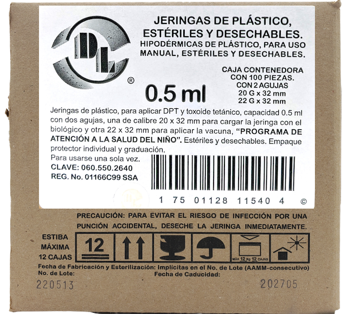 BD Plastipak 300331 kit de vacunación de 0.5 ml con agujas 20G × 32 mm y 22G × 32 mm