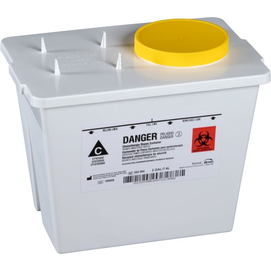 Contenedor blanco Bemis 202 004 2-Gallon para residuos de quimioterapia con tapón de rosca