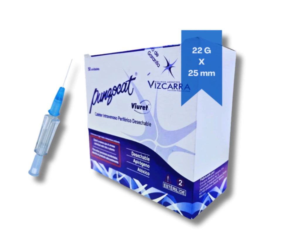 Catéter intravenoso periférico Punzocat Vizcarra Viuret caja con 50 piezas