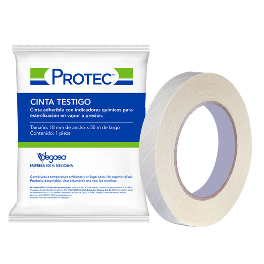 PROTEC Cinta Testigo 18 mm × 50 m: bolsa y rollo con indicadores químicos, foto Degasa