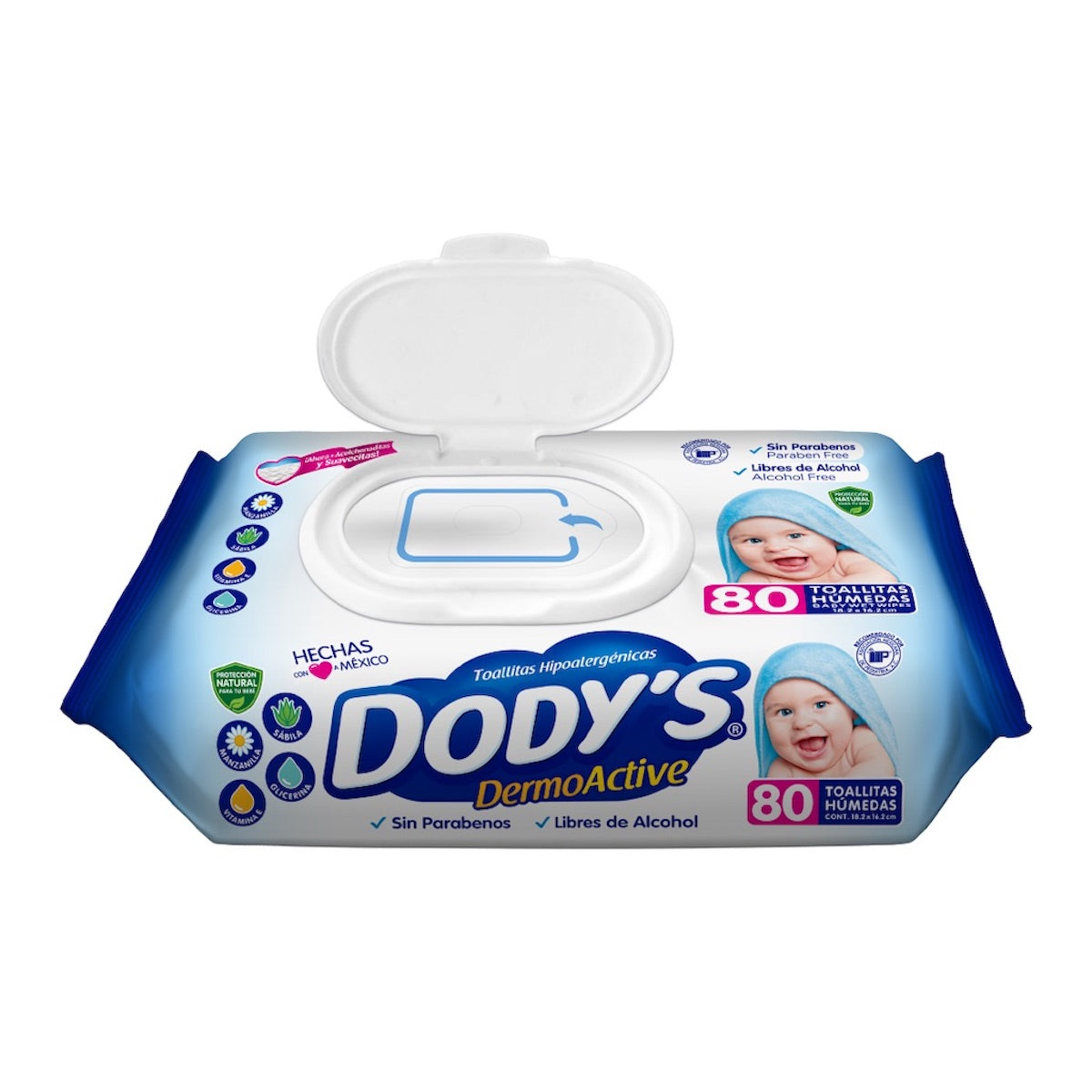Dodys DermoActive toallitas húmedas para bebé, paquete con 80