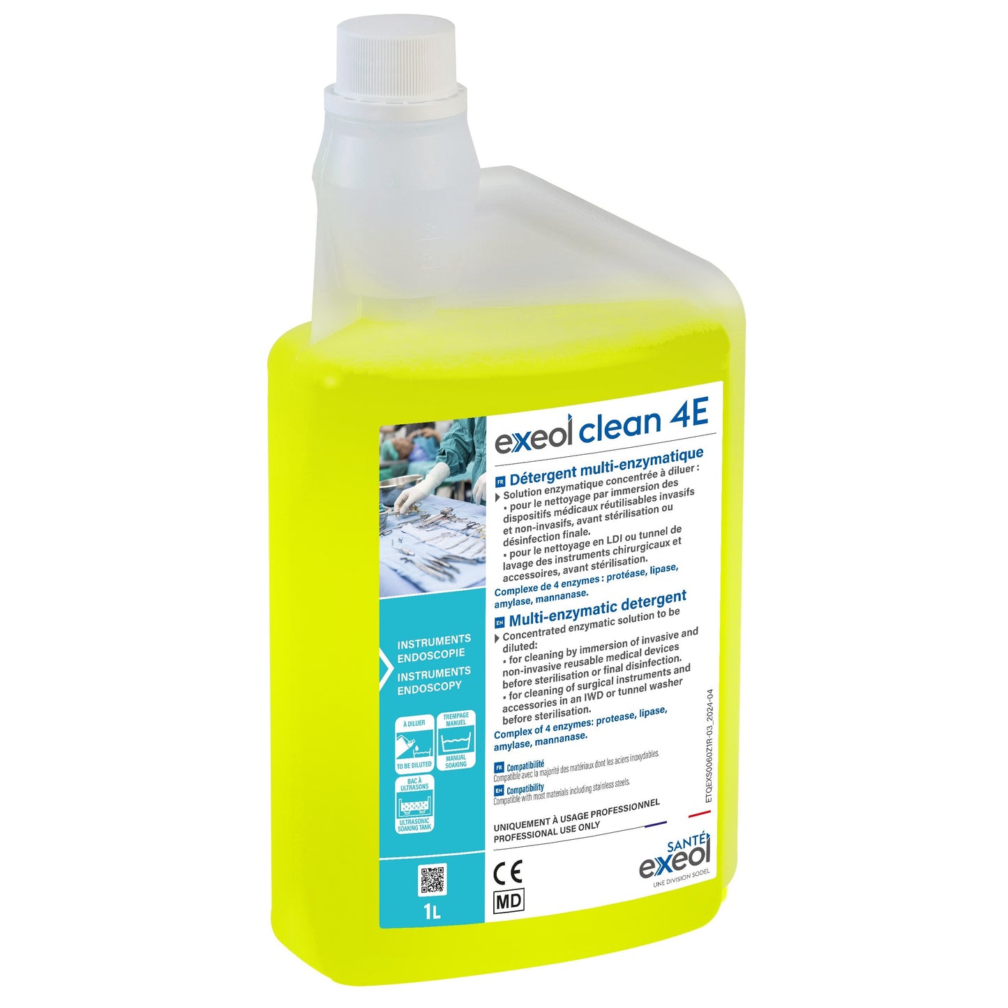 Bidón Exeol Clean 4E, detergente multienzimático concentrado para instrumental
