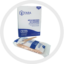 FARA — aplicadores de madera con algodón no estériles, bolsa con 100 piezas