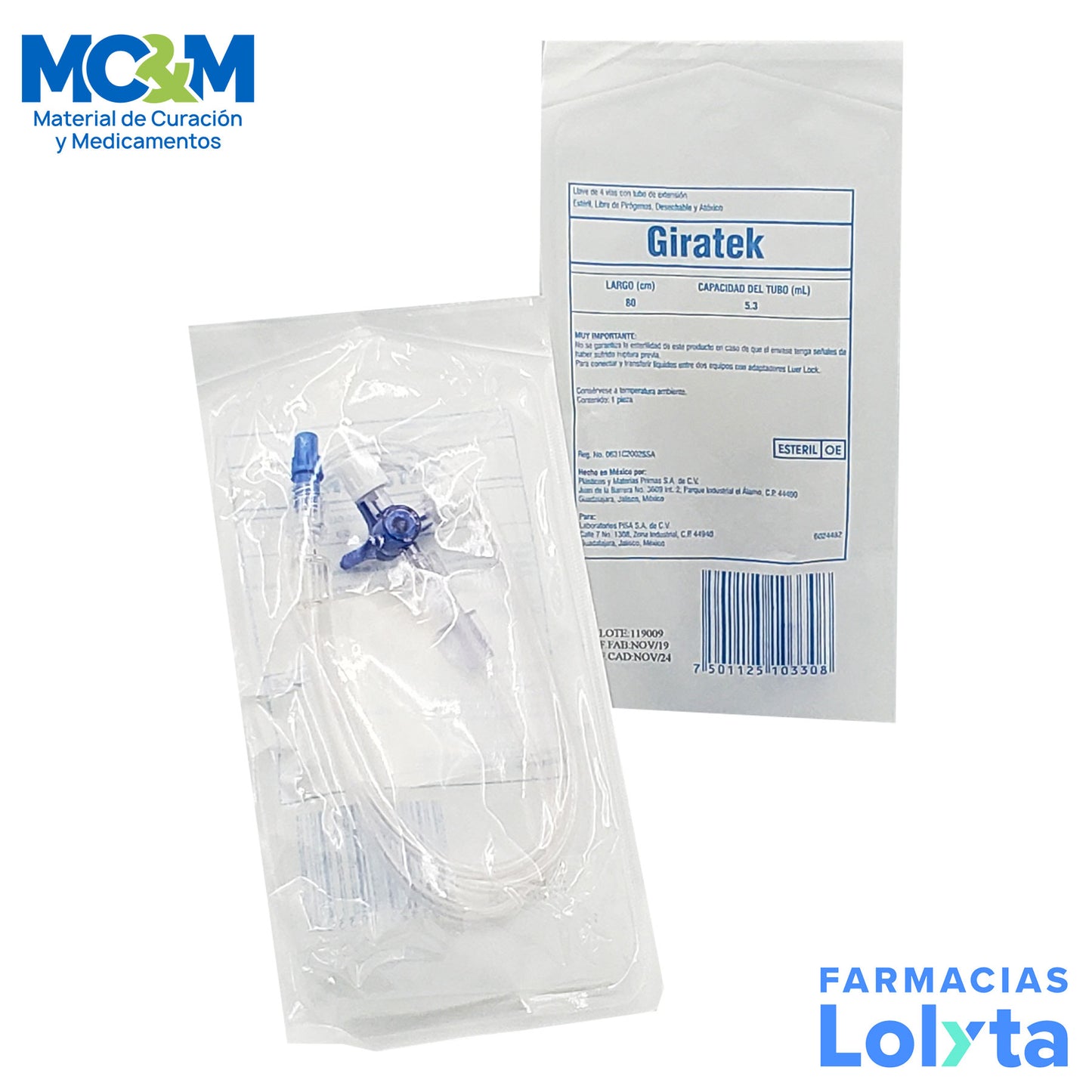 Giratek PiSA llave de 4 vías con tubo de extensión de 80 cm