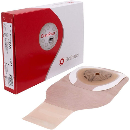 Bolsa de colostomía Hollister CeraPlus 8901, sobre fondo blanco