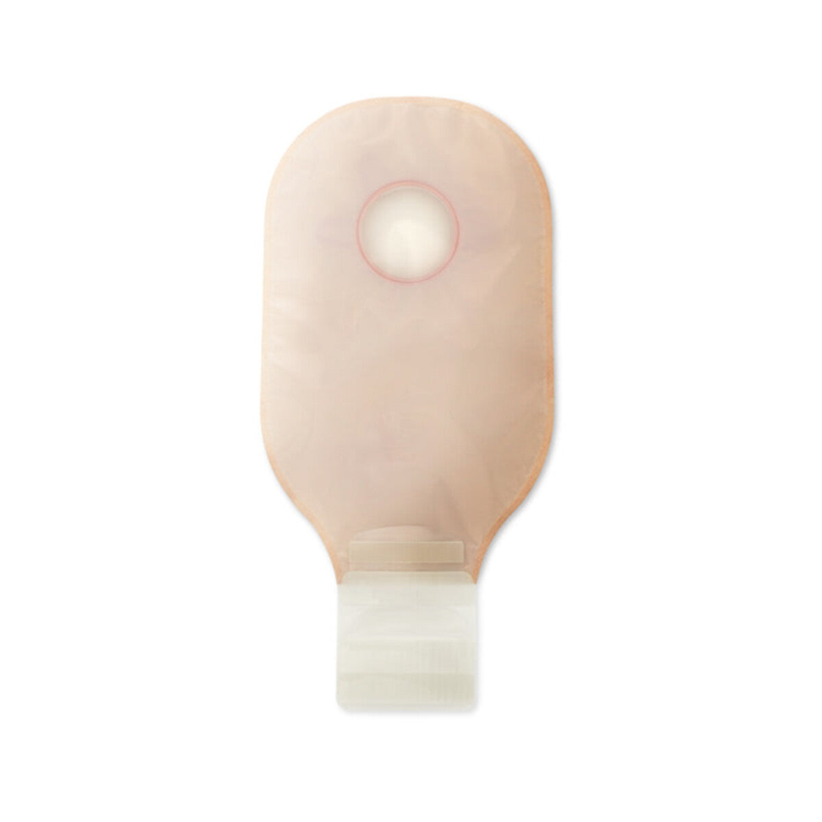 Bolsa drenable Hollister New Image transparente con cierre Lock n Roll, sin filtro, sobre blanco