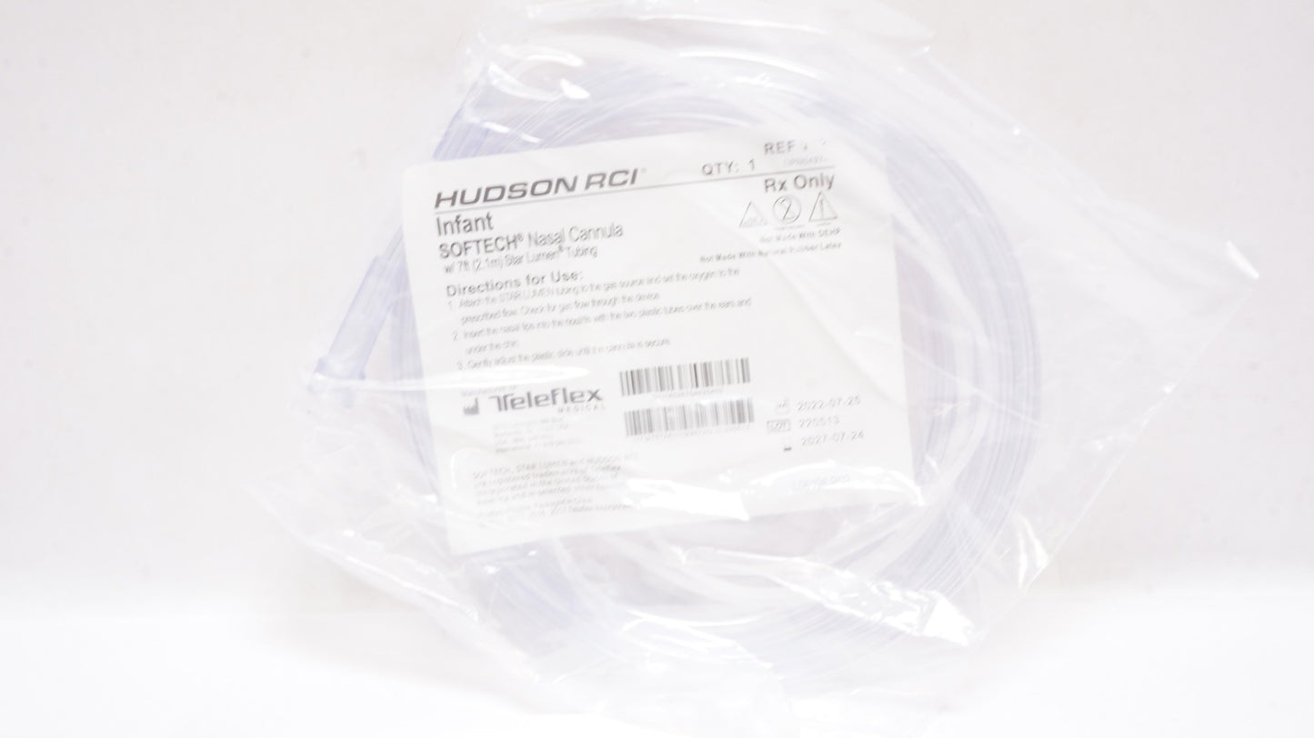Cánula nasal infantil Hudson RCI HUD1828 Softech con tubería Star Lumen de 7 pies