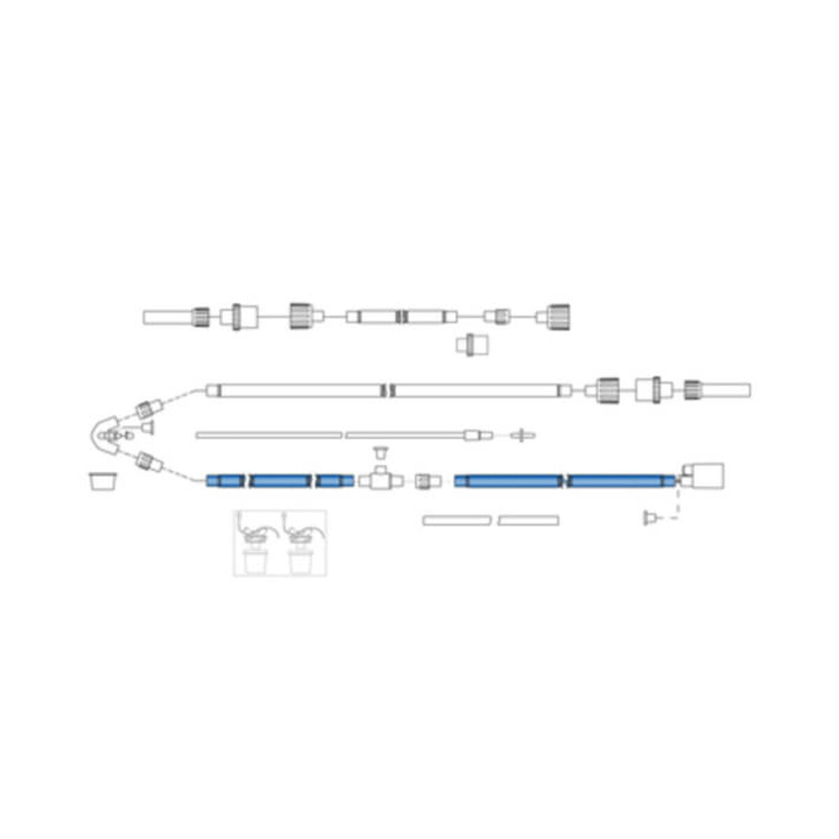 Esquema de circuito neonatal de doble rama con conectores, líneas y trampas de agua, Hudson RCI HUD78010