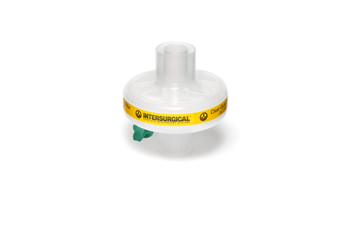 FILTRO RESPIRATORIO CLEAR-GUARD™ 3 CON PUERTO DE MONITORIZACION, EFICIENCIA >99.99%, RESISTENCIA 0.8 CM H20 A — Intersurgical 1544000