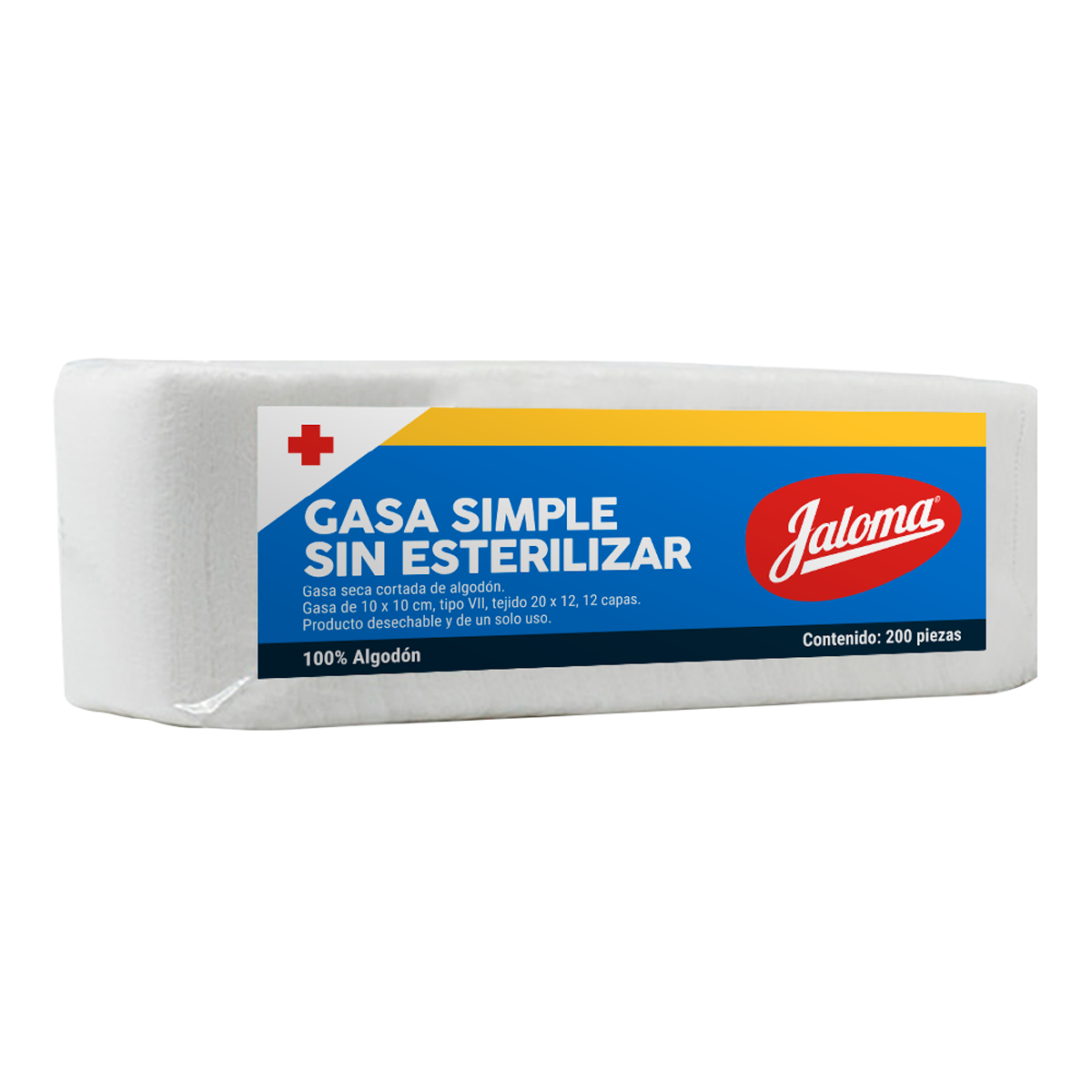 Jaloma — gasa simple sin esterilizar de 10 × 10 cm, paquete con 200 piezas