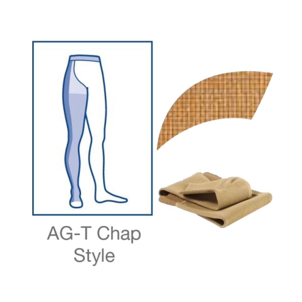 Esquema JOBST Relief Chap estilo AG-T, una pierna beige con pretina a la cintura