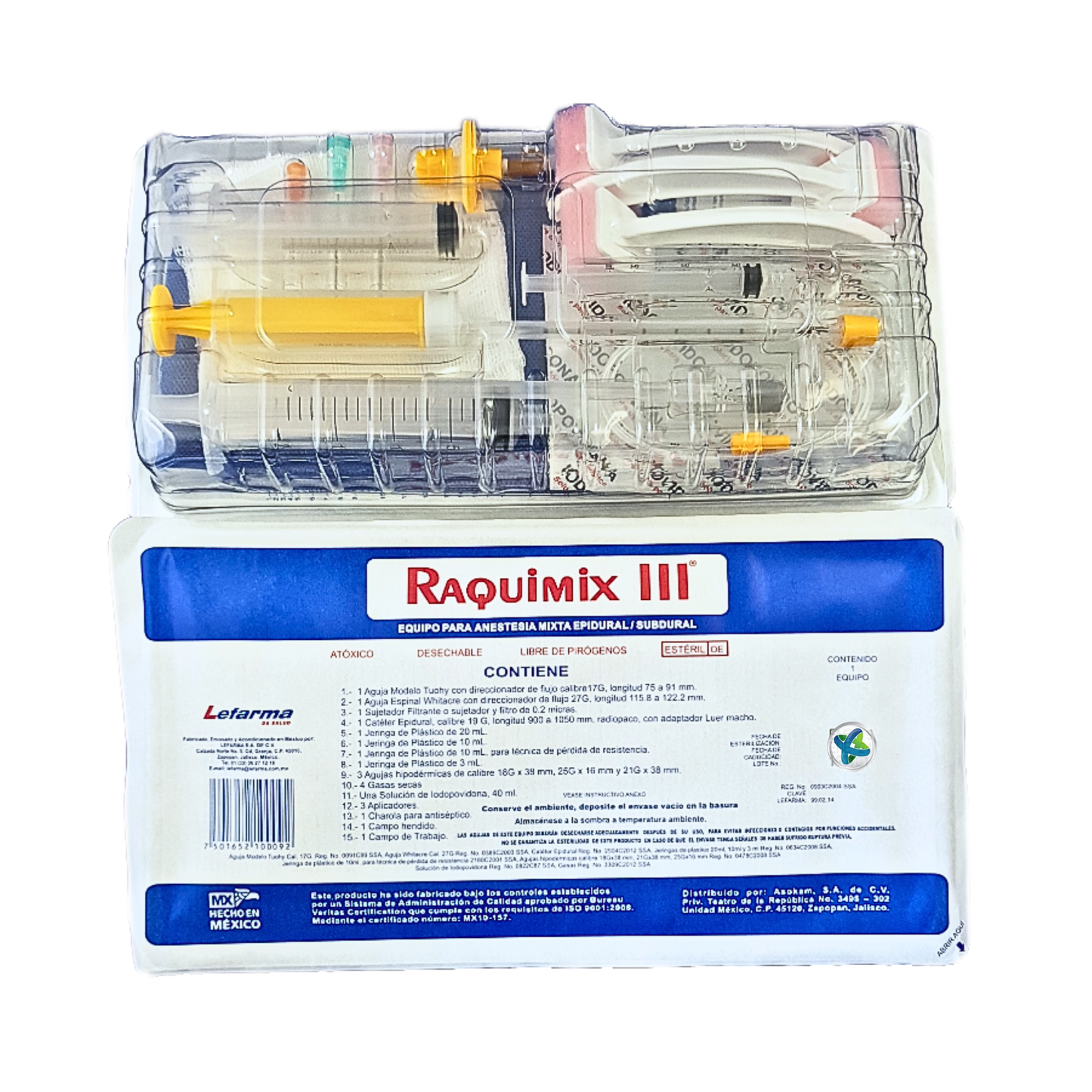 Lefarma Raquimix III, equipo para anestesia mixta epidural y subdural