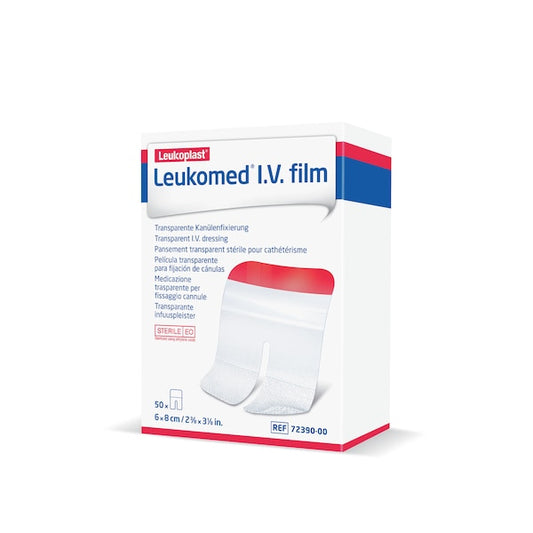 Leukomed I.V. film REF 72390-00, caja con 50 apósitos de 6 × 8 cm