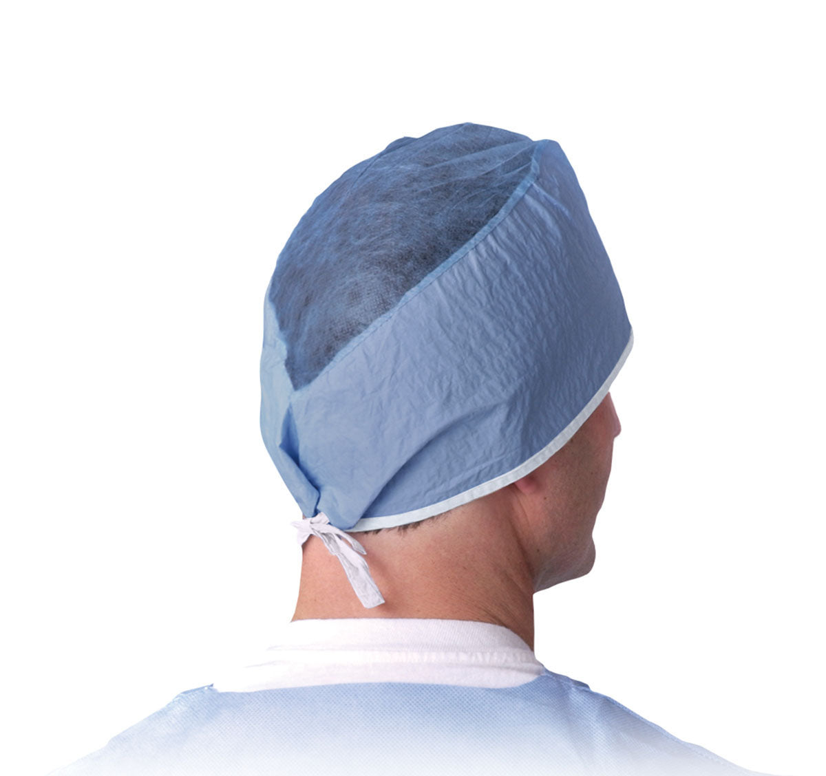 Medline NON28625, gorro de cirujano desechable azul con cintas