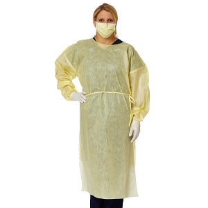 Medline NONLV240, bata amarilla desechable de aislamiento AAMI nivel 2 talla regular