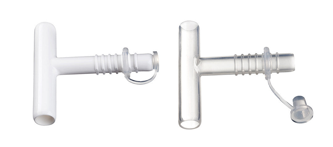 Montgomery Safe-T-Tube estándar 4200, tubo en T de silicona; referencia visual de la familia 10–16 mm