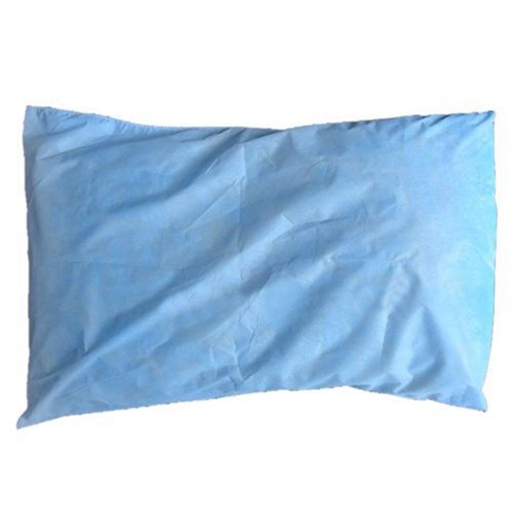 Funda para almohada azul de uso clínico, medida 50 × 75 cm