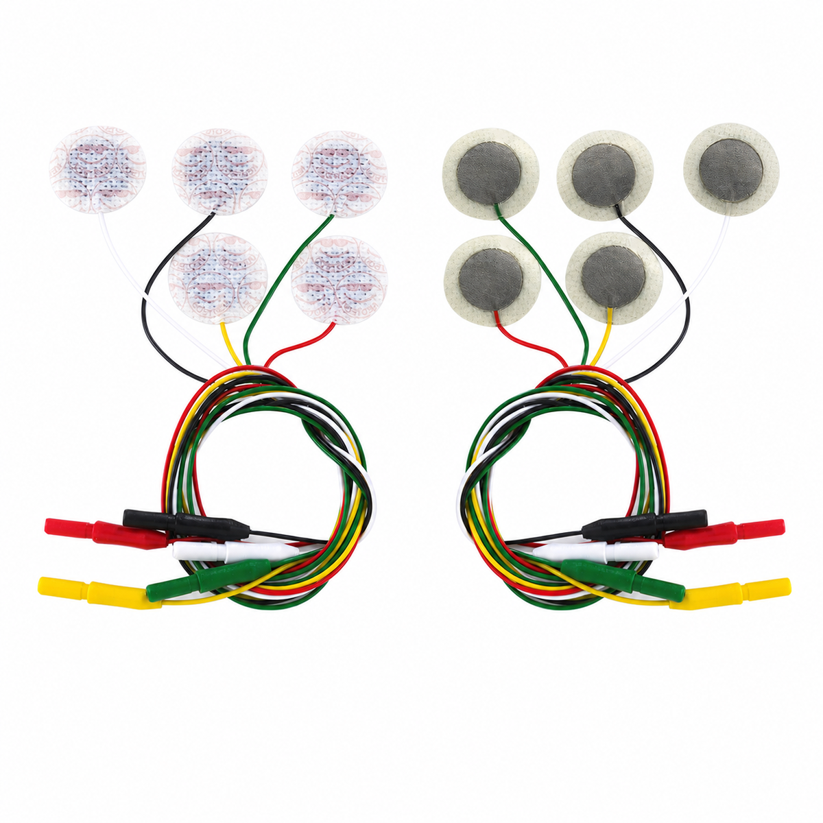 Neotech NeoLead N315, electrodos ECG pediátricos radiolúcidos con cables sobre fondo blanco