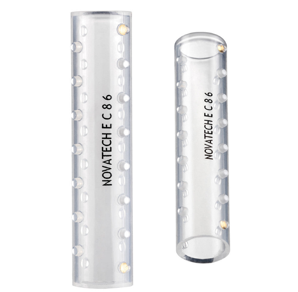 Stent traqueal NOVATECH GSS TD de silicona; referencia visual de la familia 11–18 mm