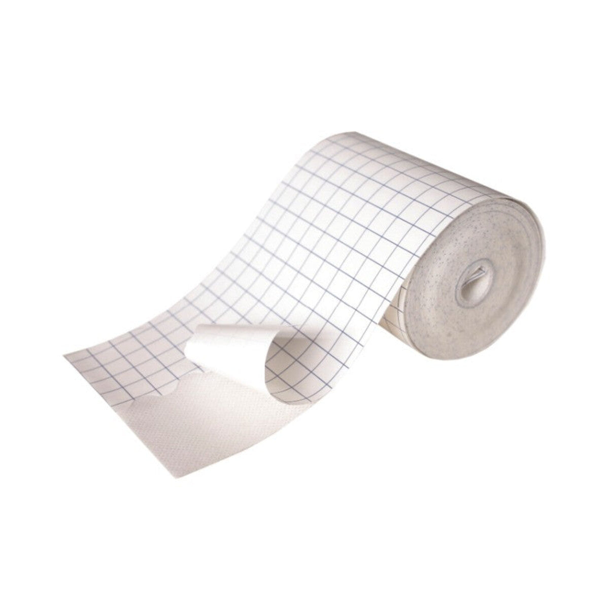 Rollo Primafix de tela no tejida con liner cuadriculado sobre fondo blanco