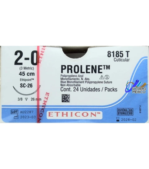 Ethicon Prolene — sutura de polipropileno azul no absorbible