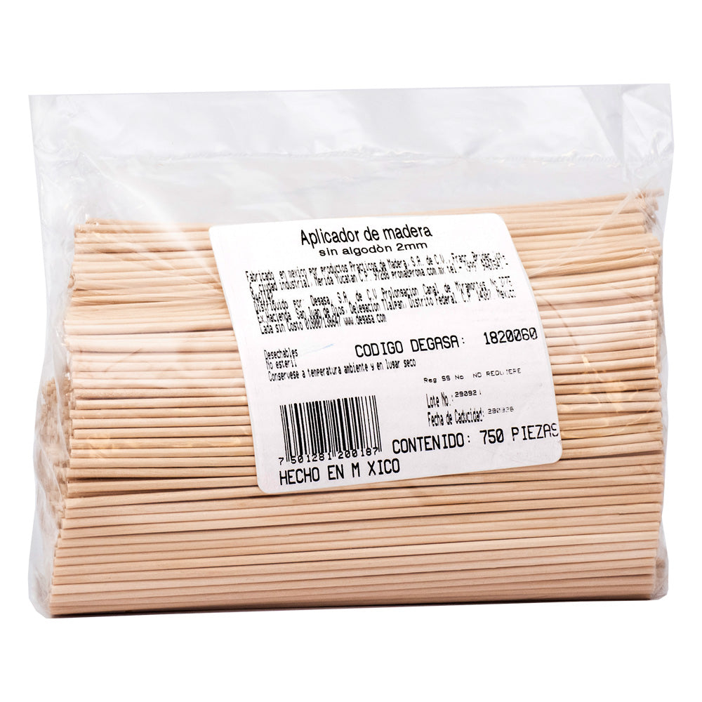 PROTEC aplicador de madera sin algodón 2 mm, 15 cm, C/750