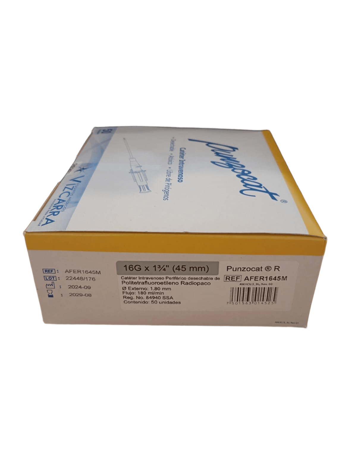 Catéter intravenoso Punzocat Vizcarra 16G × 45 mm radiopaco
