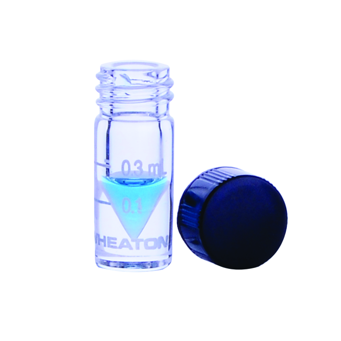 Vial Wheaton NextGen V transparente graduado, tapa cerrada; imagen del formato de la familia