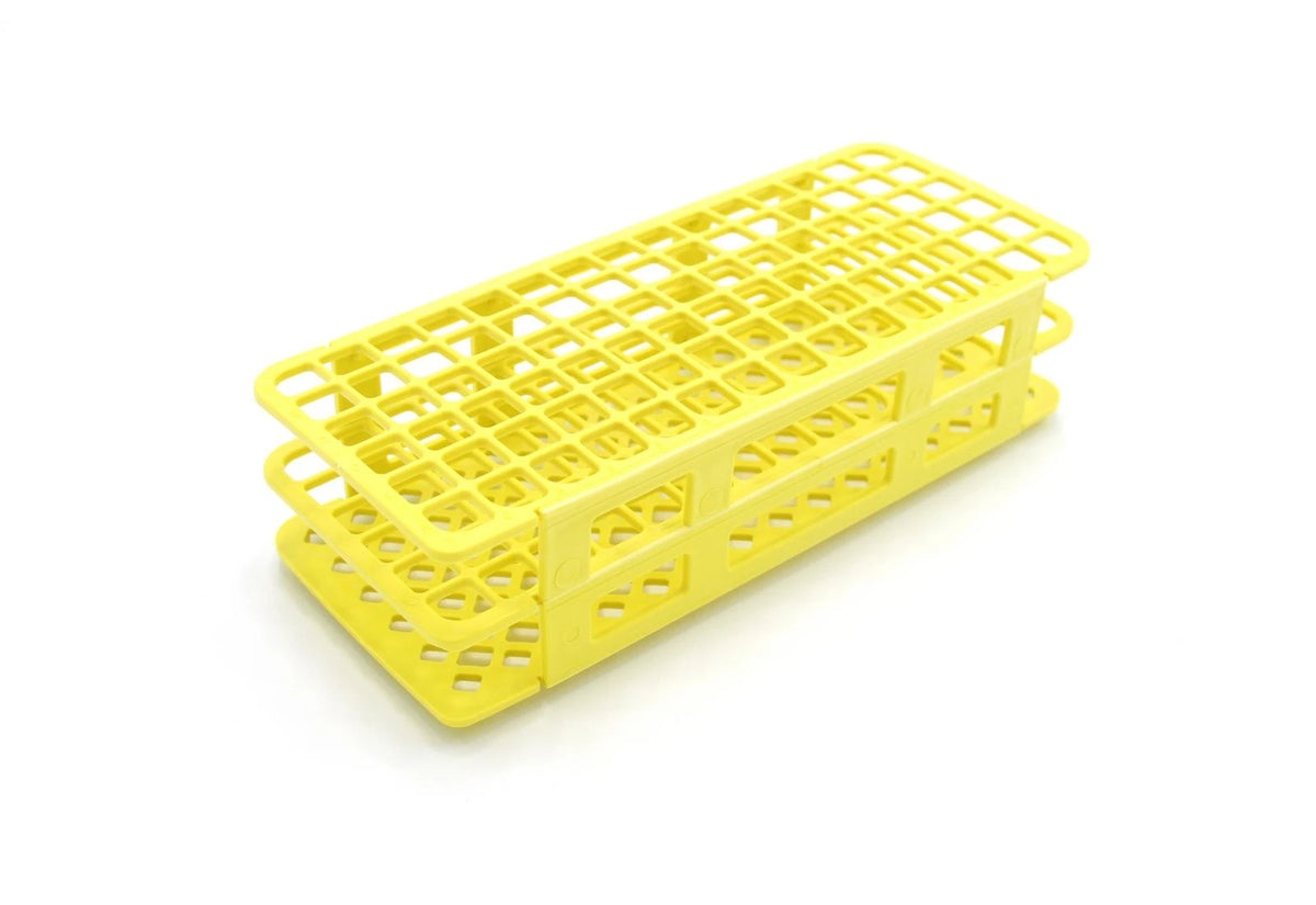 Gradilla Fold & Snap Heathrow Scientific HS243073Y, 90 posiciones de 13 mm, color amarillo