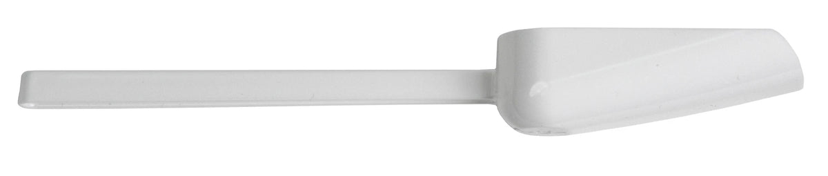 Cuchara de muestreo Heathrow Scientific HS120858 de 60 mL, blanca, no estéril, vista sin empaque