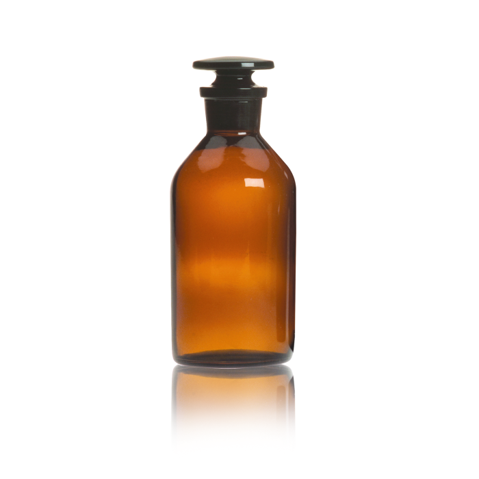 Frasco WHEATON W215255 de vidrio ámbar, 100 mL, con tapón esmerilado. Referencias WHE-W215255