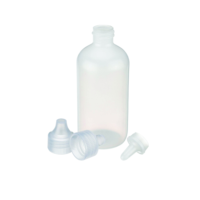 Frasco dosificador WHEATON W211607 de 125 mL, LDPE con punta de chorro y tapa. Fotografía oficial del formato; referencias WHE-W211607