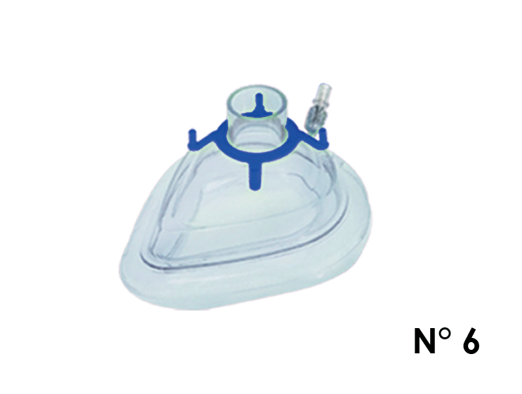 Mascarilla para anestesia Respifix Fix Seal azul número 6, con aro y válvula de inflado, referencia RSPCP630006