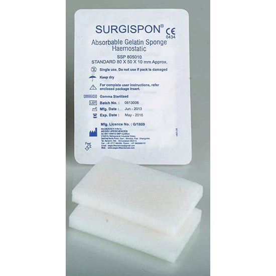 Surgispon esponja hemostática absorbible estándar 80 x 50 x 10 mm
