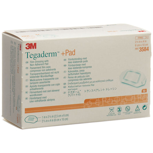 Tegaderm + Pad Apósitos Transparentes Adhesivos 6.98 cm x 10.16 cm 3584