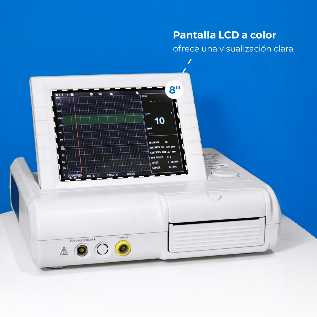 Pantalla LCD a color de 8 pulgadas del tocógrafo Xignal TOCF1.