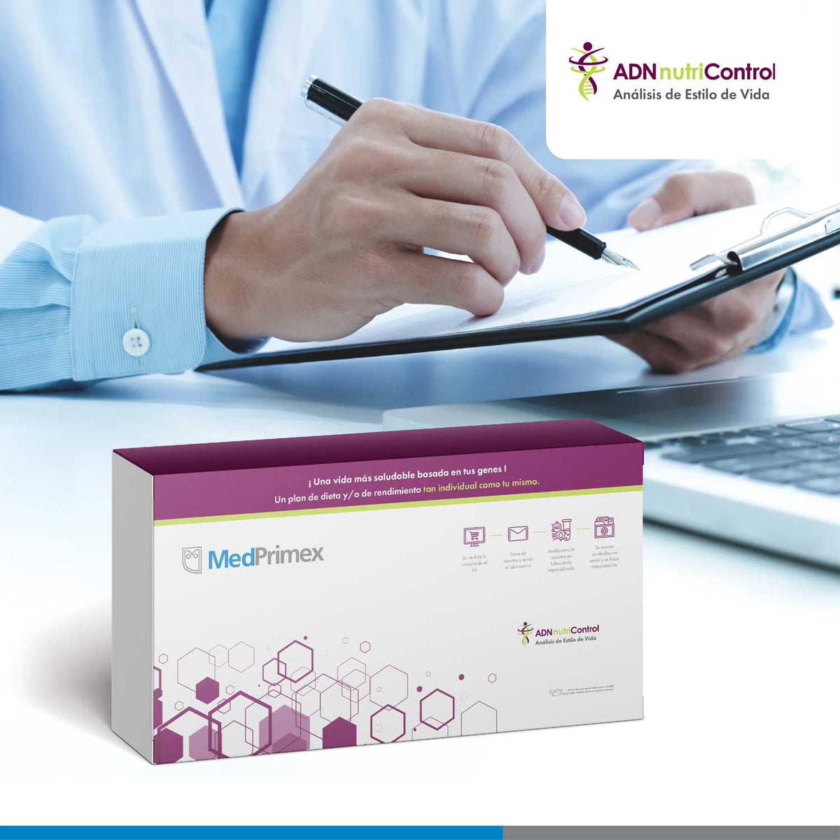 Caja de la línea MedPrimex para Beauty Sensor; análisis vendido: Beauty Sensor: análisis de dermogenética
