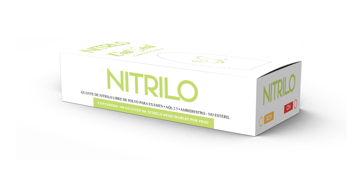Caja con 100 guantes de nitrilo UniSeal para exploración, no estériles y sin polvo