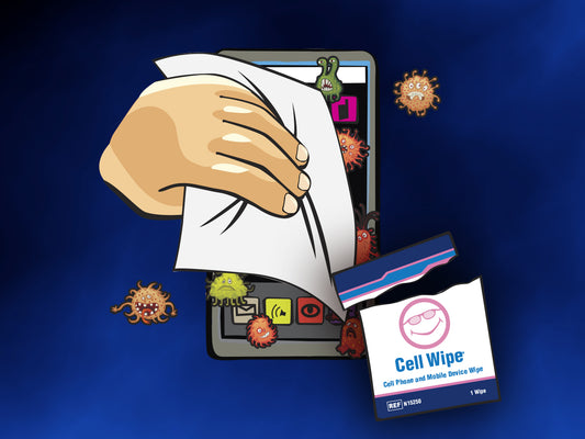 Ilustración oficial Neotech Cell Wipe N15250: sobre individual de toallita para celular, REF N15250