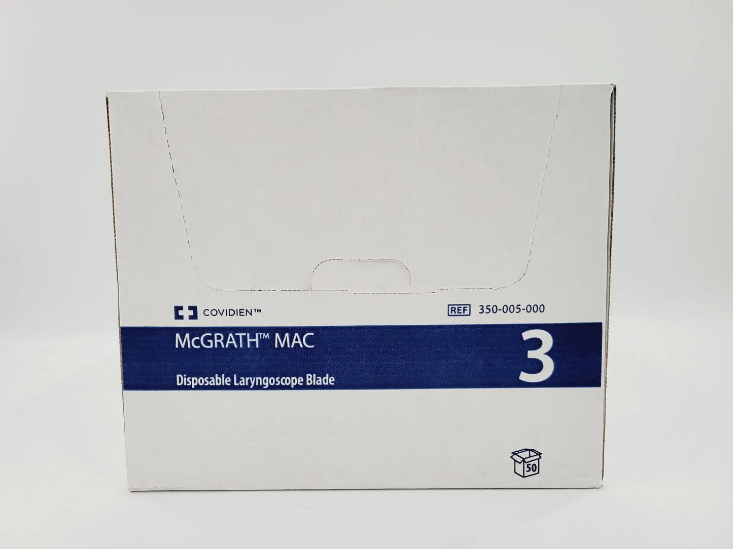 Caja Covidien McGRATH MAC espátula desechable referencia 350-005-000 No. 3