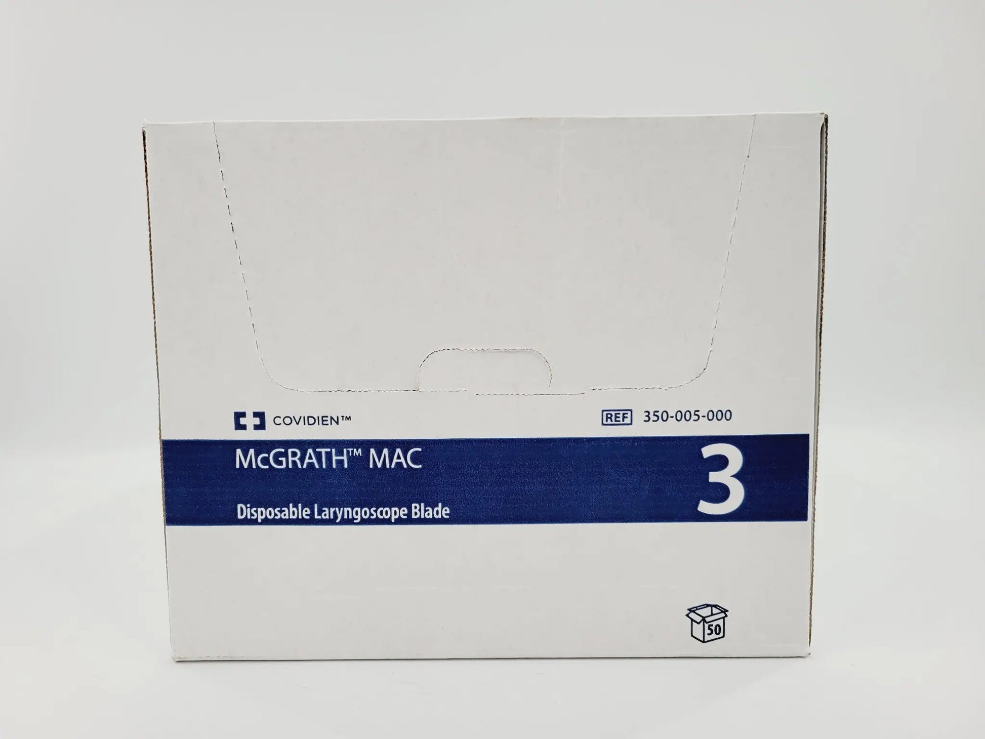 Caja Covidien McGRATH MAC espátula desechable referencia 350-005-000 No. 3